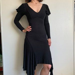 All Saints Black Long Sleeve Dress Asymmetric LBD